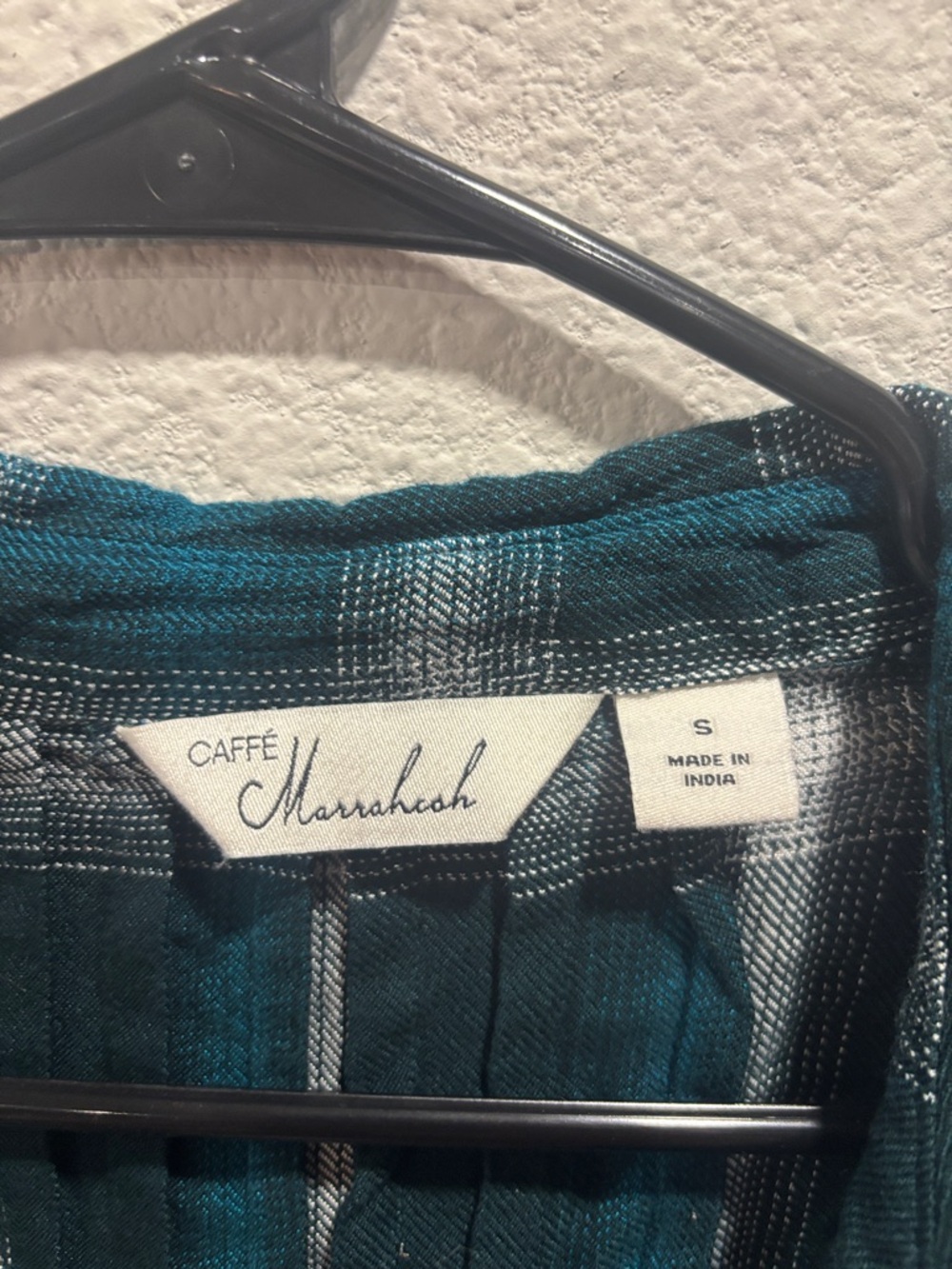 Caffé Marrahchah Teal Plaid Shirt - Small